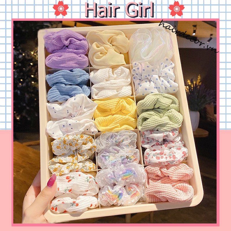 Bộ dây buộc tóc Chiffon nhiều màu dễ thương phong cách Hàn Quốc