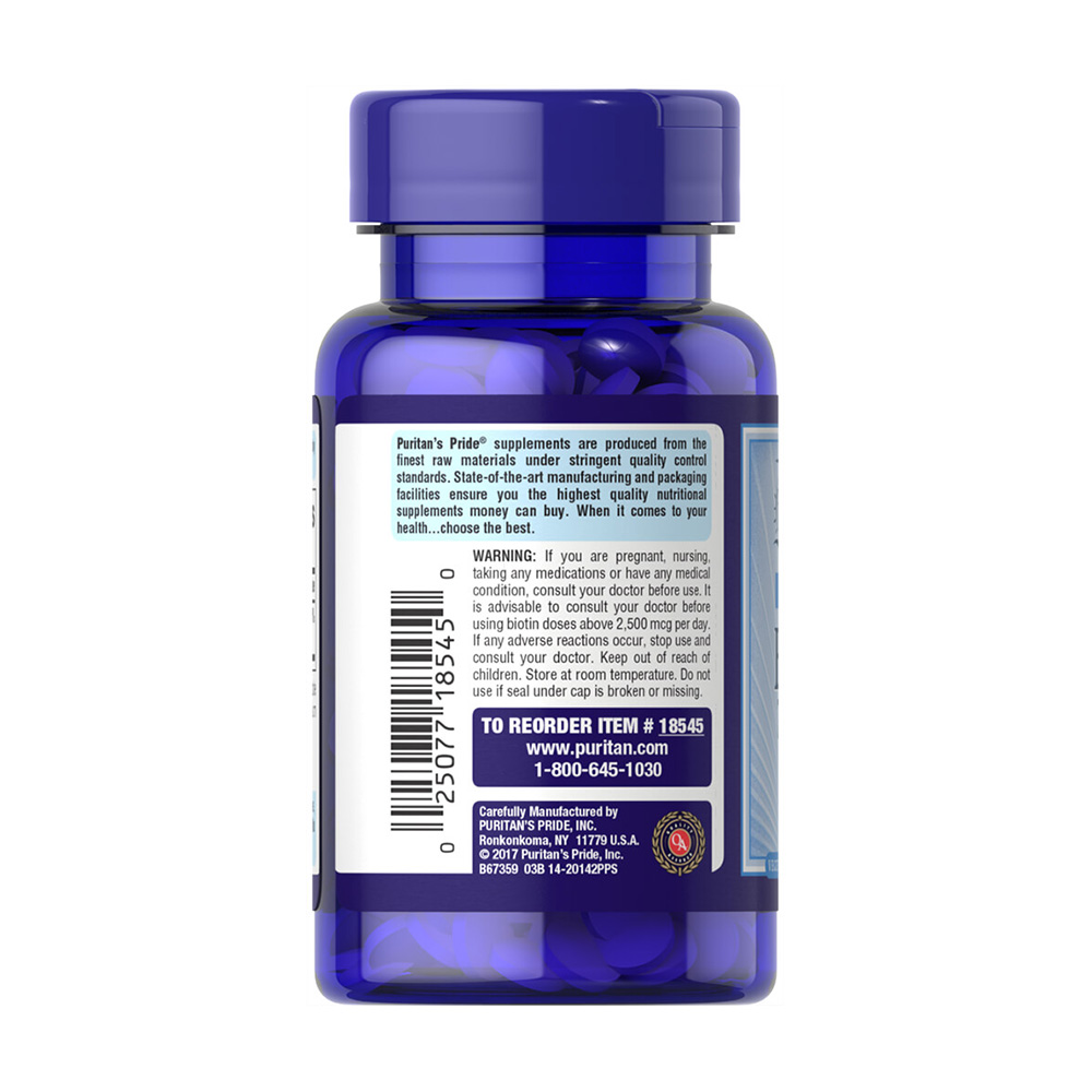 Viên uống mọc tóc Puritan's pride Ultra Mega Biotin 10.000mcg 100 viên của Mỹ