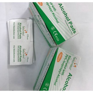 Bông tẩm cồn sát khuẩn Greetmed, bông tẩm cồn y tế sát trùng, alcohol pads 100 miếng hàng nhập khẩu chính hãng
