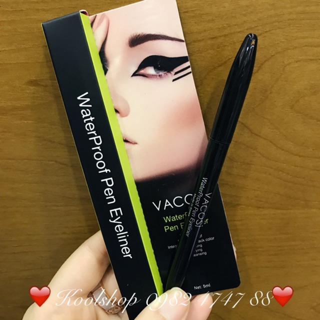 Bút kẻ mắt nước tốt, không trôi Vacosi Waterproof Pen Eyeliner (Hàn Quốc)