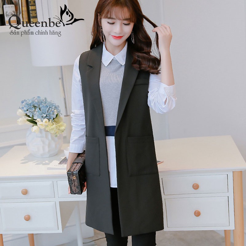 Áo vest nữ màu đen áo gilê sát nách cardigan Queenbe GLA215 Cuocsongvang
