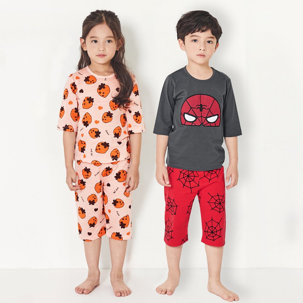 Đồ bộ lửng thun cotton, quần áo mùa hè cho bé trai, bé gái Unifriend 2020. Size trẻ em 5, 6, 7, 8 tuổi