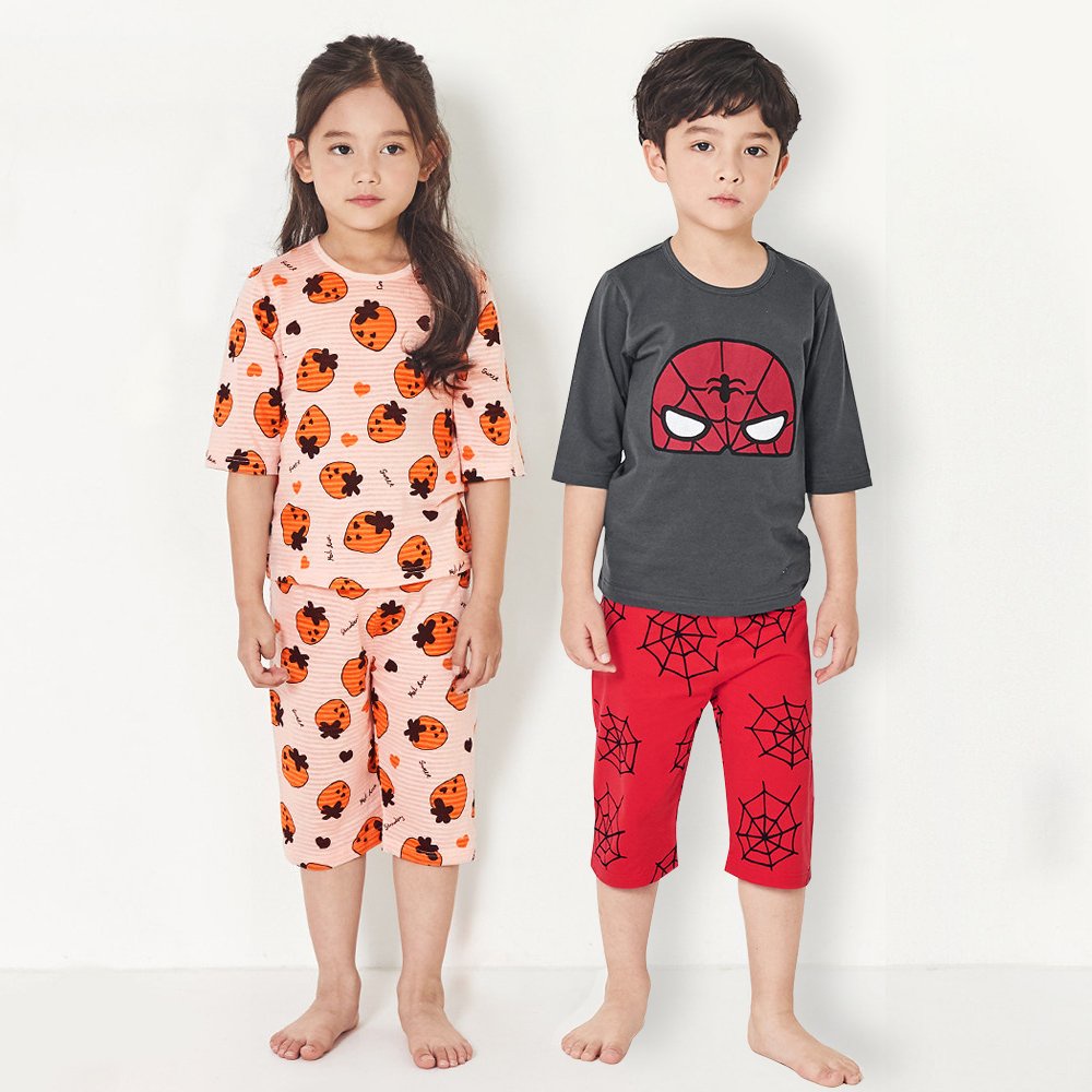 Đồ bộ lửng cotton cho bé trai, bé gái mùa hè Unifriend 2020. Size trẻ em 5, 6, 7, 8 tuổi