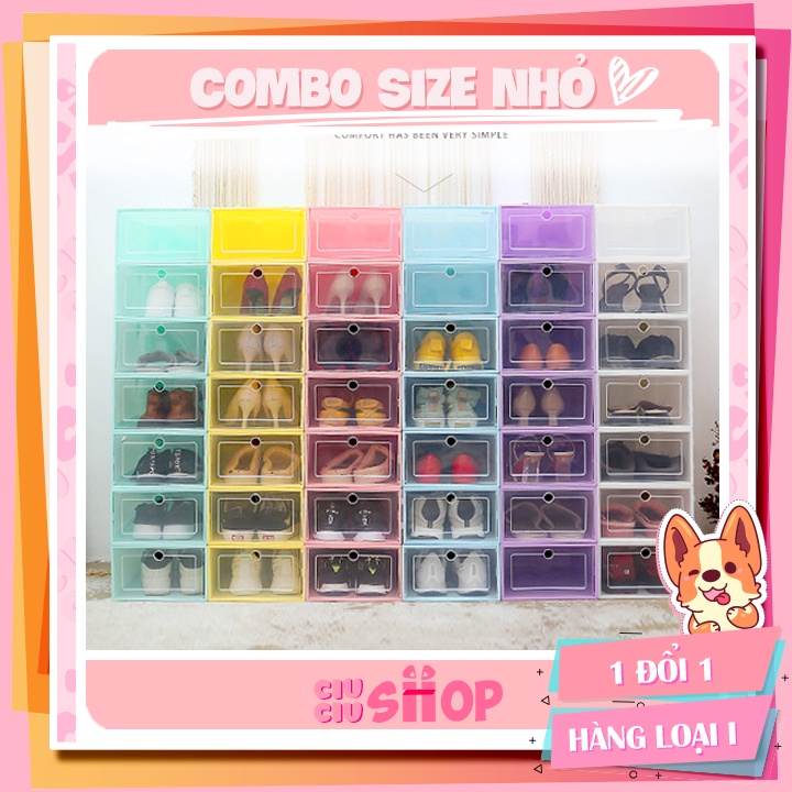 COMBO Hộp đựng giày nắp nhựa size nhỏ ( tặng túi hút ẩm )