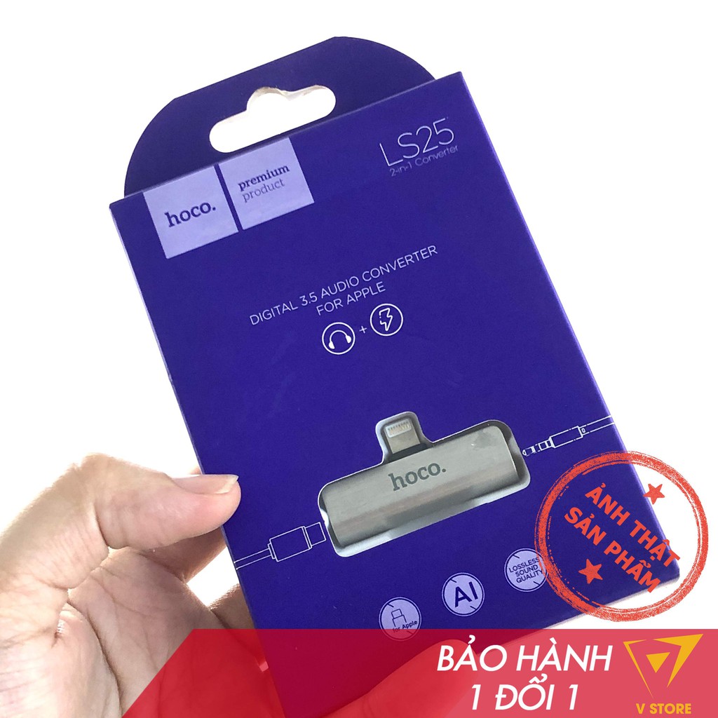 [Lightning + jack 3.5]Bộ chuyển đổi Hoco LS25 1 adapter đầu lightning 1 đầu jack 3.5mm 2a không hỗ trợ mic HOCO ĐÀ NẴNG