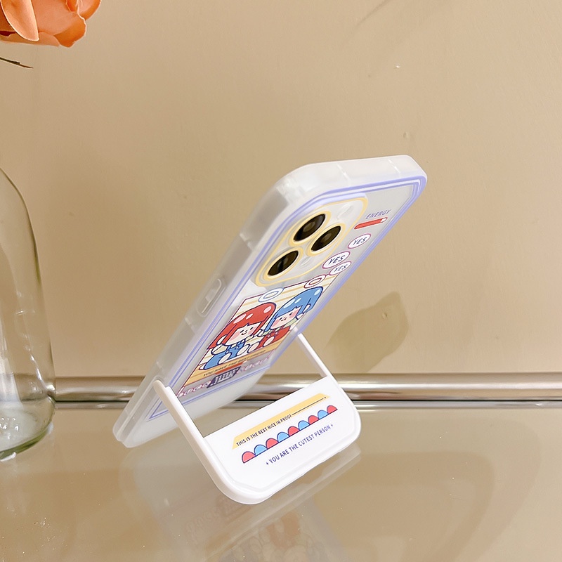 Ốp Điện Thoại Kèm Giá Đỡ Tàng Hình Họa Tiết Hoạt Hình Cho Iphone13Promax / 12Pro / Creative 11 / 6 / 7 / 8 / PLUS