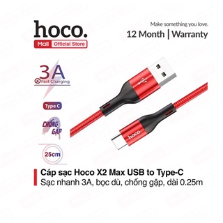 Cáp sạc nhanh dây ngắn 25cm hoco x2 max - type-c
