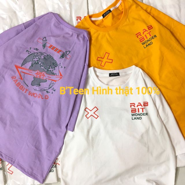 [ Hình Thật B'Teen 100% ] Áo Thun tay lỡ Unisex RAB BIT X