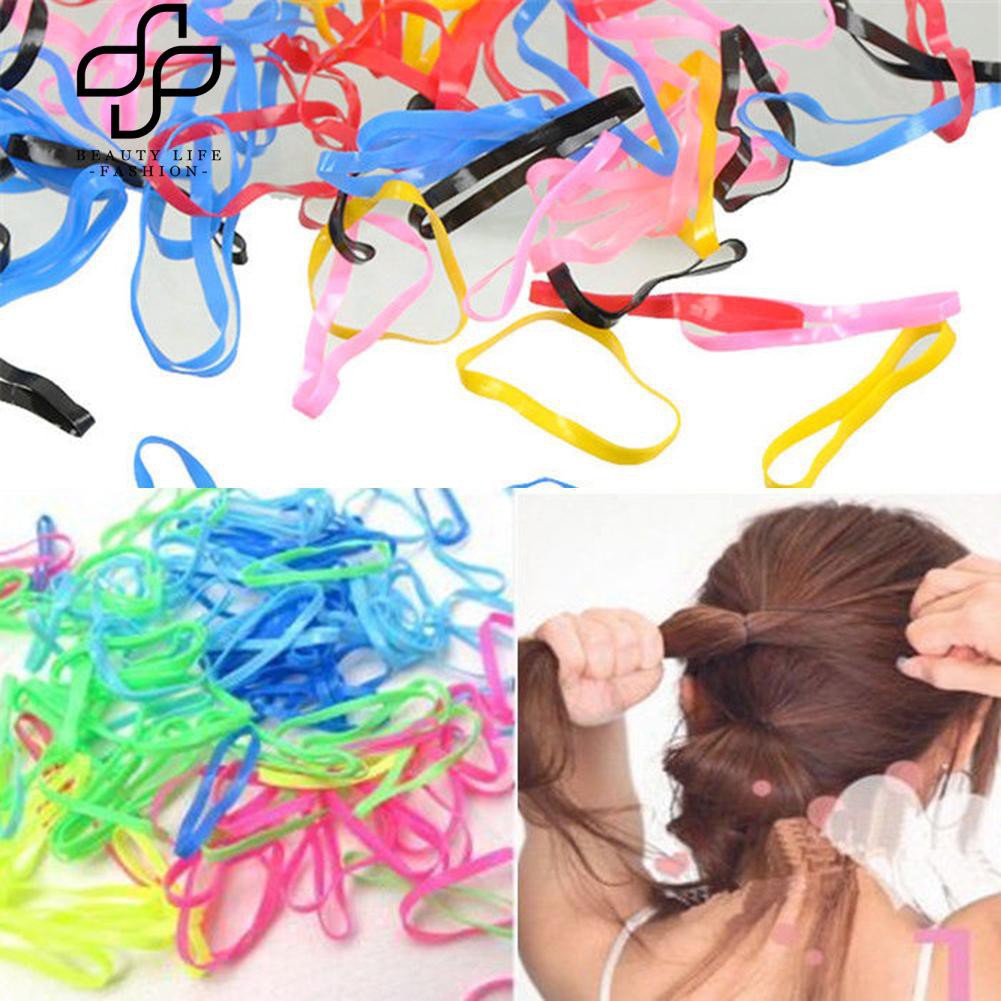 Set 300 dây buộc tóc cao su màu sắc xinh xắn