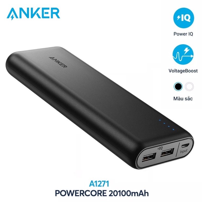 Sạc dự phòng Anker 20.100mAh A1271 new fullbox, công nghệ IQ, sạc 2 thiết bị cùng 1 lúc