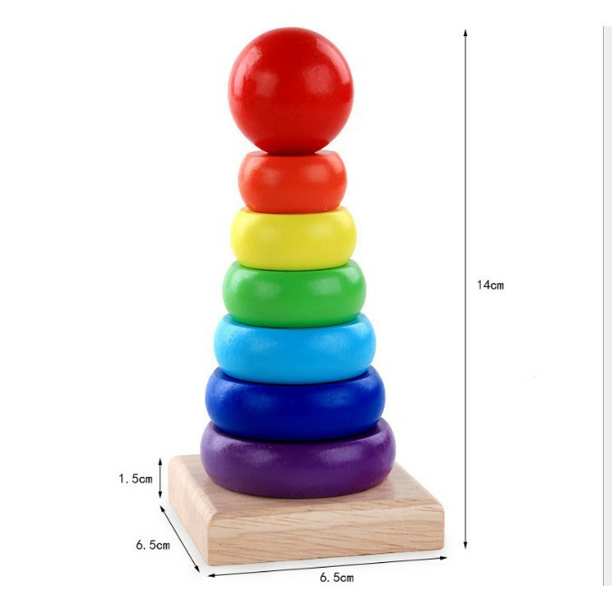 Combo Đồ Chơi Giáo Dục Montessori BR03S:  Sâu Uốn Dẻo, Tháp Gỗ Phân Biệt Màu Sắc, Đàn 8 Nốt Nhạc