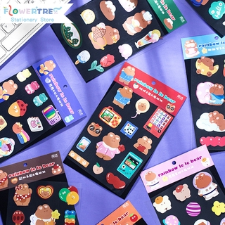 Flowertree Sticker Tờ nhãn dán trang trí sổ sách hình gấu cầu vồng