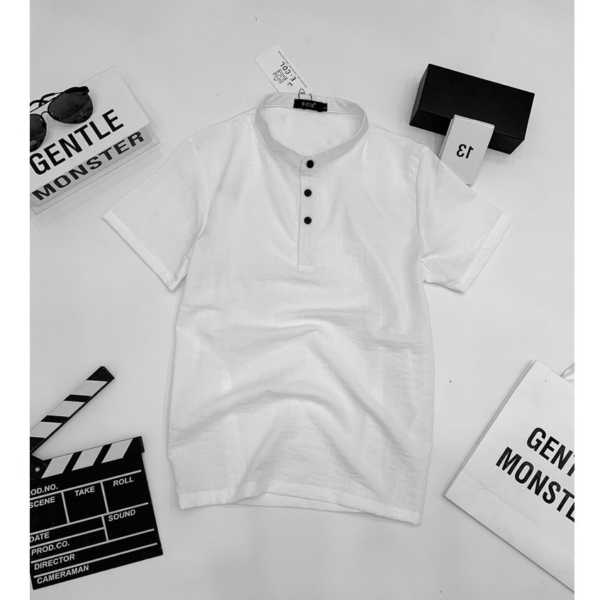 Áo Đũi Nam Cổ Tàu E-COL (48-85kg) Sợi tự nhiên Mát - Mềm - Nhẹ | BigBuy360 - bigbuy360.vn