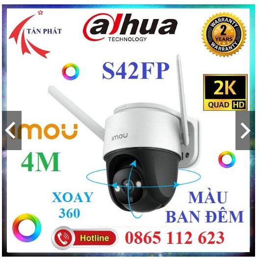 Camera Imou ngoài trời xoay 360 Cruiser S42FP-IMOU 4 MP, zoom số 16x