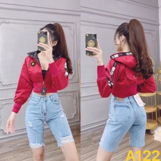 Áo khoác lửng chạy viền bo eo