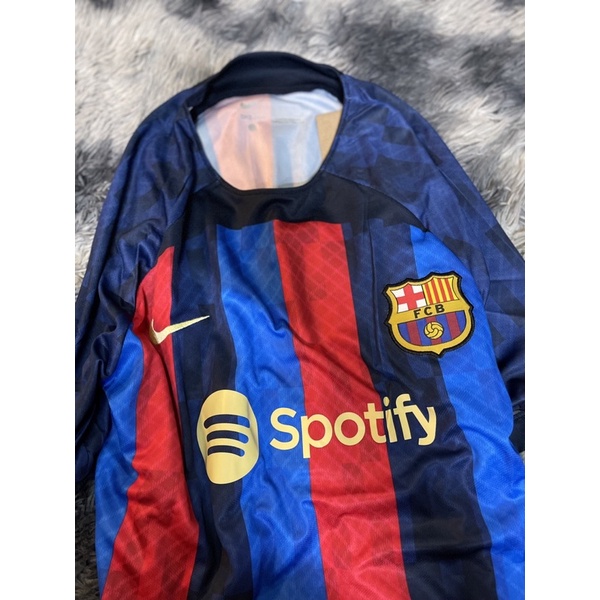 Set bộ quần áo thể thao bóng đá nam nữ clb barca vải gai mịn 2022 2023 logo thêu đầy đủ