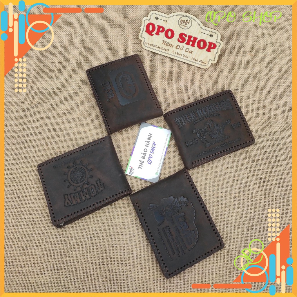 Ví da bò sáp ngựa điên- khâu viền- dập logo siêu chất- bảo hành da 12 tháng