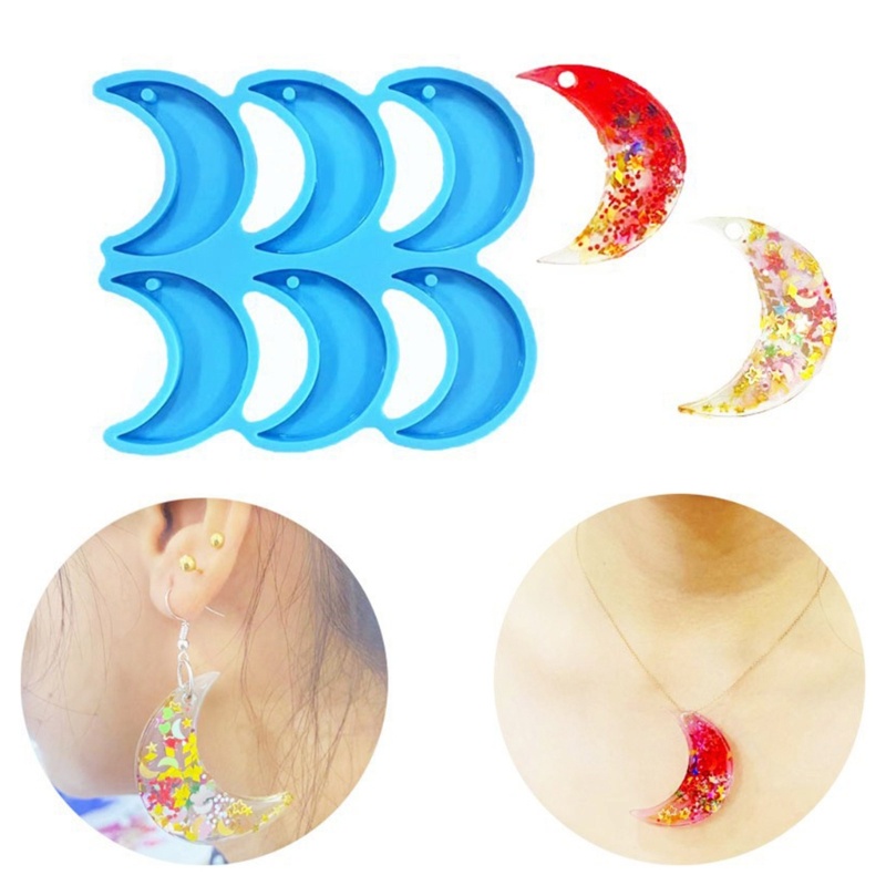 Sa Khuôn Làm Bông Tai Hình Mặt Trăng Ngôi Sao Bằng Resin Epoxy Độc Đáo Trang Trí Nhà Cửa
