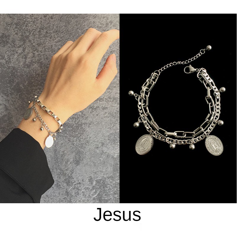 Vòng Tay Chất Liệu Thép Titan Mặt Hình Cây Thánh Giá B723