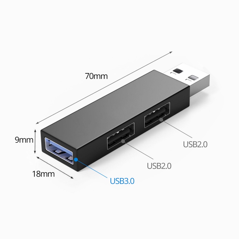 Bộ chia cổng USB 3 trong 1 HdoorLink giao diện USB A/ Type C dùng kết nối với đĩa cứng chuột bàn phím