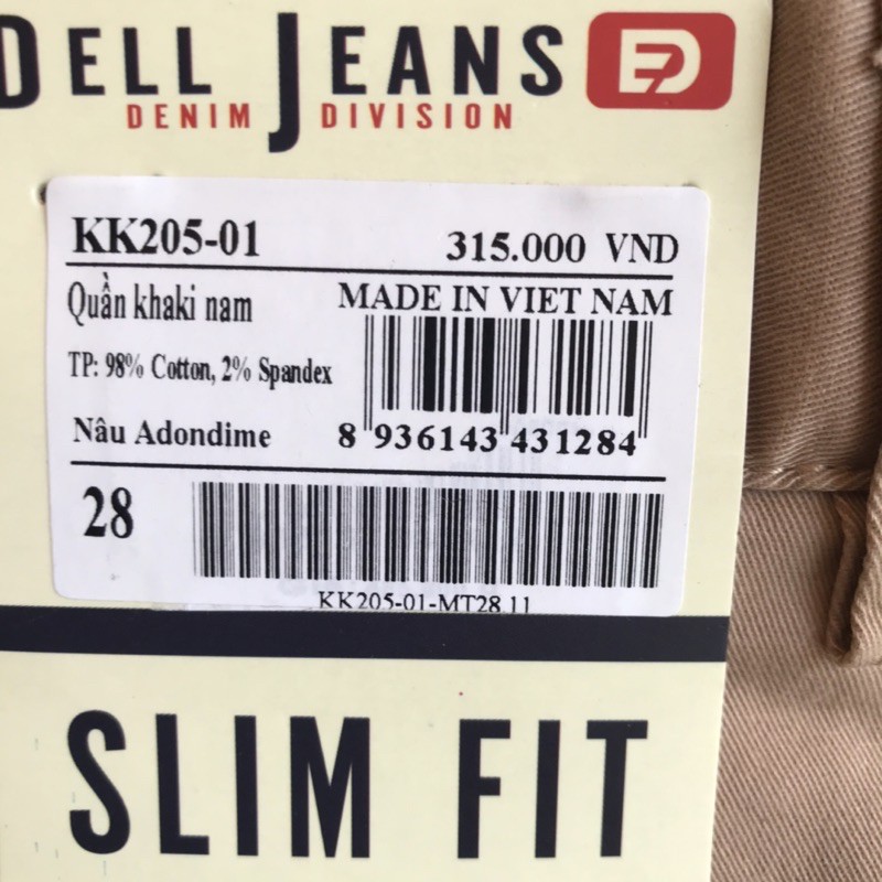 Quần nam dài kaki trung niên  DELL  JEANS ( chính hãng giá rẻ) KK205-01