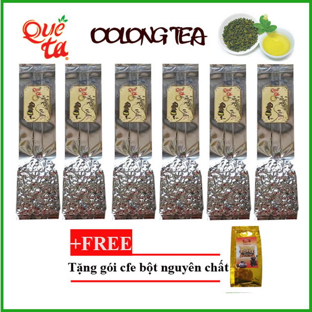 (Tặng cà phê) Trà ô long Quê Ta nguyên chất, giúp giảm cân hiệu quả, tăng miễn dịch, pha trà sữa ngon- 6 gói x 100g