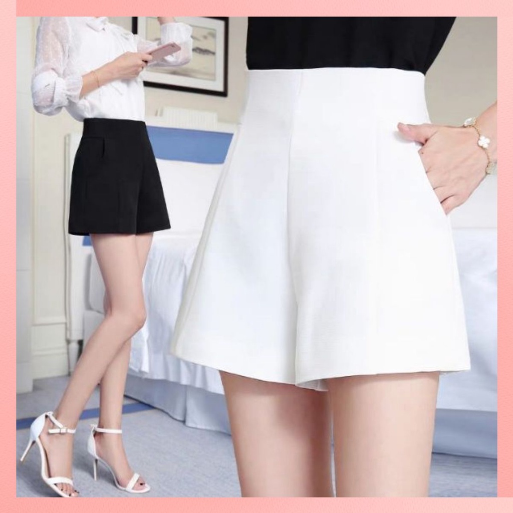 Quần Short Nữ Chất Vải Tuyết Mưa, Cạp Cao Gen Bụng, Khóa Giọt Lệ Phong Cách Công Sở Lịch Sự
