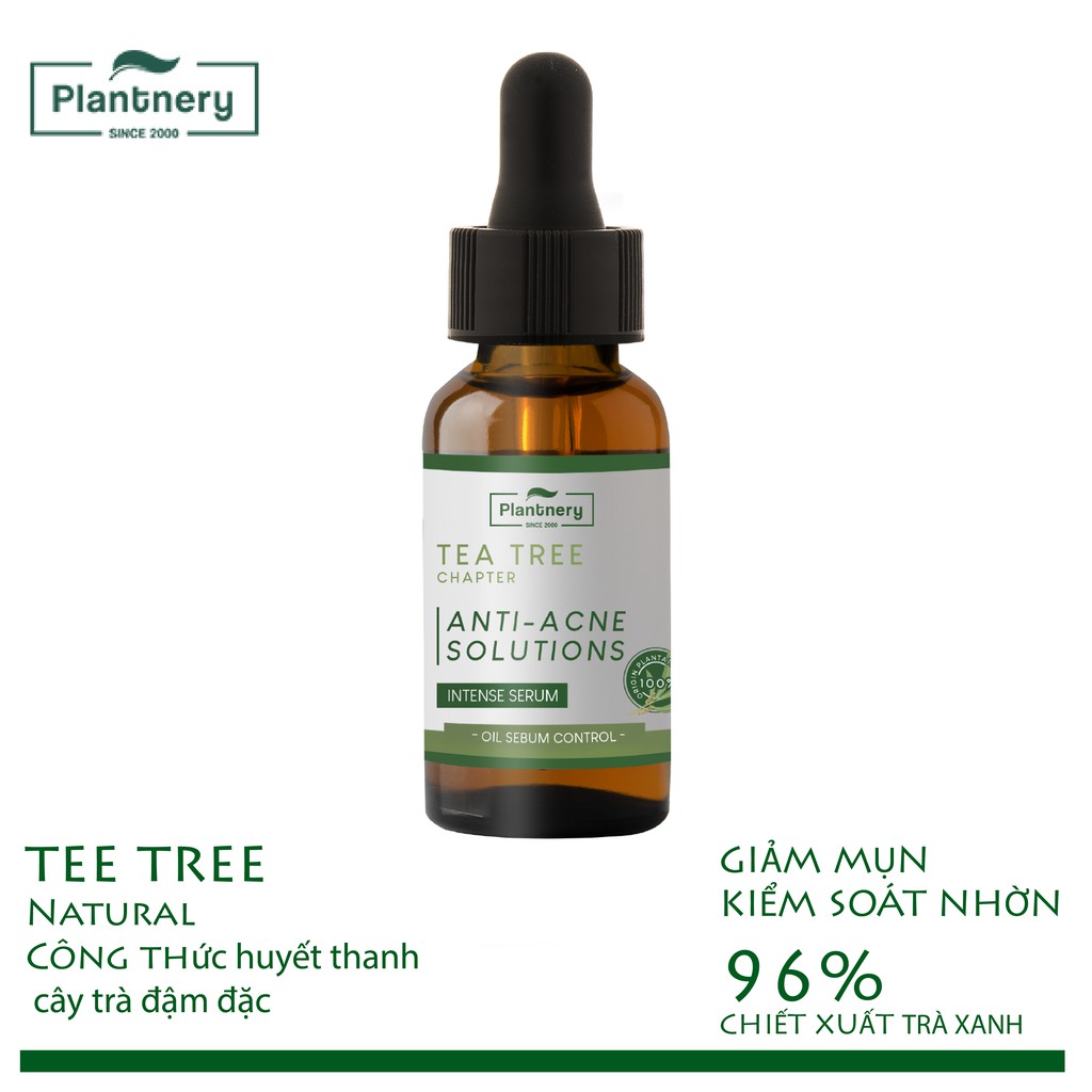 Serum Plantnery Tea Tree - tinh chất trà xanh đậm đặc xóa thâm, giảm mụn, se khít lỗ chân lông 30 ml.