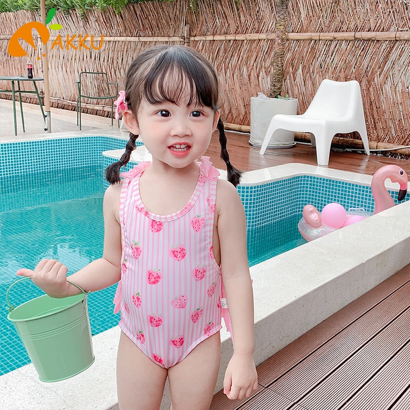 Bộ Đồ Bơi Hở Lưng Màu Hồng Dễ Thương Phong Cách Hàn Quốc Cho Bé Gái