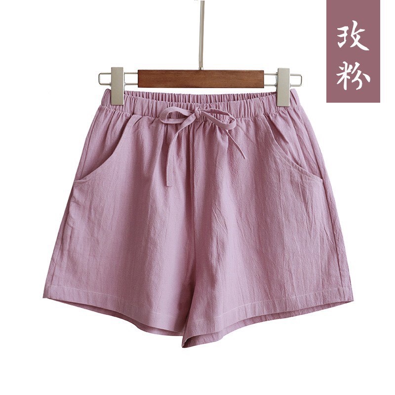 Quần short, quần đùi nữ vãi đũi không bai xù không nhăn cạp cao có dây rút, freesize dưới 60kg rất đẹp và thoải mái. | WebRaoVat - webraovat.net.vn