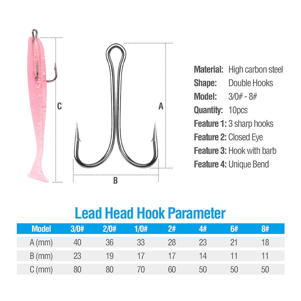 Set 10 Móc Câu Cá Bằng Thép Carbon Mềm Chuyên Dụng
