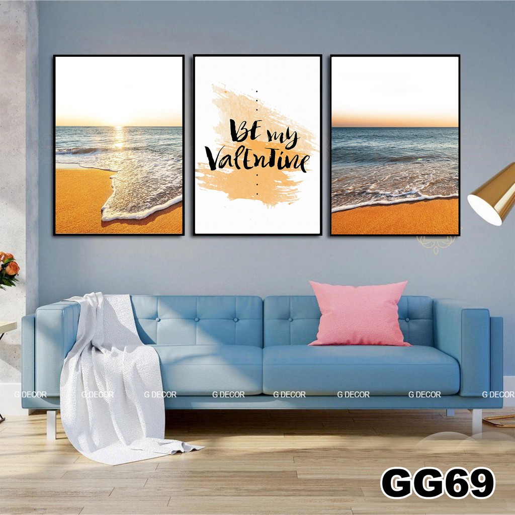 Tranh treo tường canvas 3 bức phong cách Bắc Âu 68, tranh decor trang trí phòng khách, phòng ngủ, phòng ăn, spa, cà phê