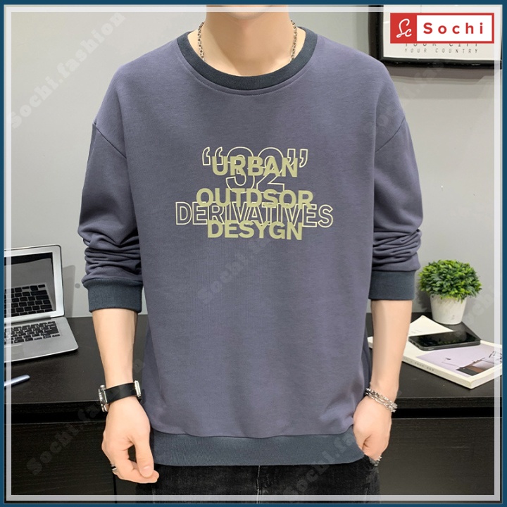 Áo nỉ sweater Hàn Quốc, áo thu đông nam Sochi chất nỉ mềm mịn in URBAN mã SW8.02