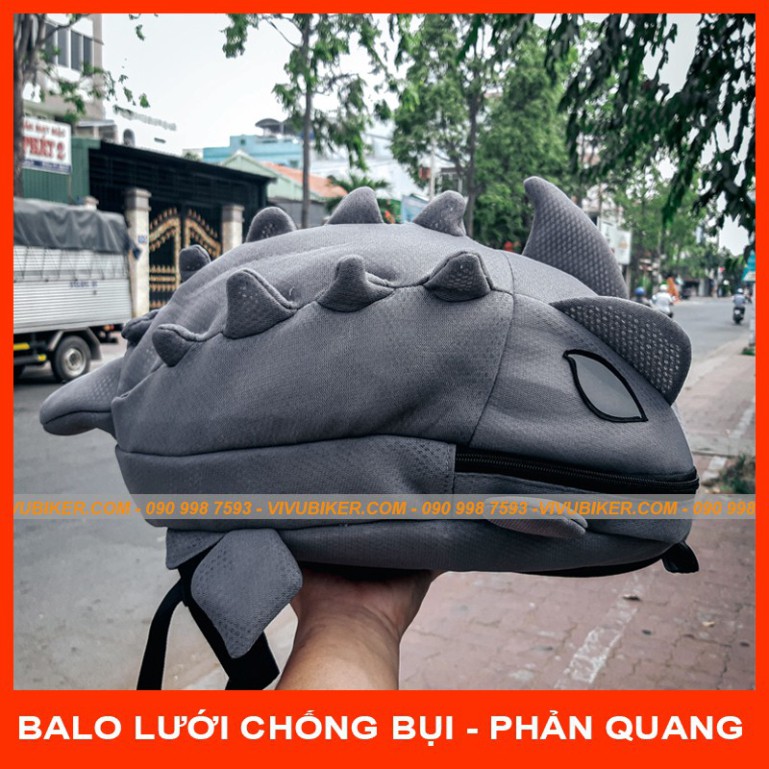 KHO SG-  HOT - Balo hình dạng Khủng Long lưới màu nâu đựng fullface, mũ 3/4, đi phượt siêu cute - Balo rồng đủ màu sắc p