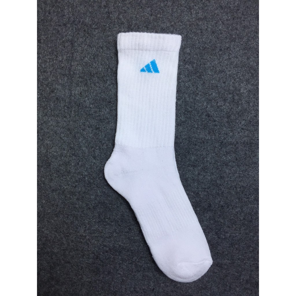 Vớ Adidas cao cổ màu trắng logo 3 sọc xanh ngọc
