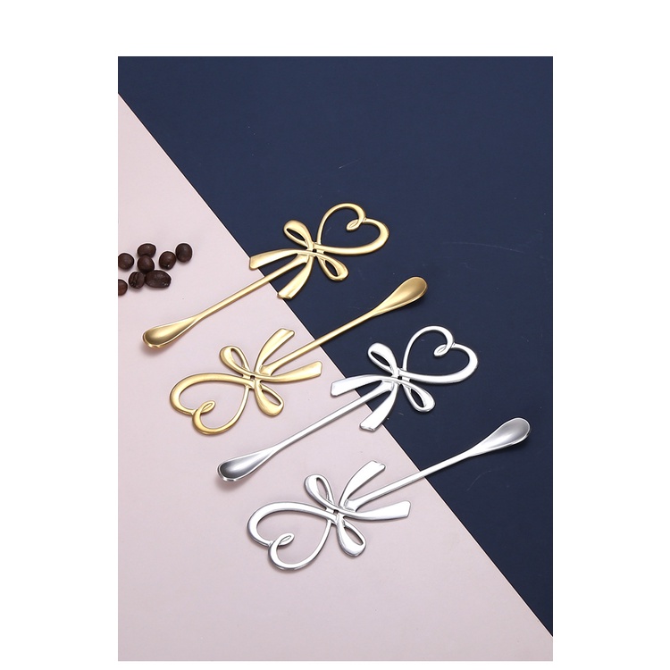 Muỗng Cà Phê Bằng Thép Không Gỉ 304 Hình Nơ Ba Chiều