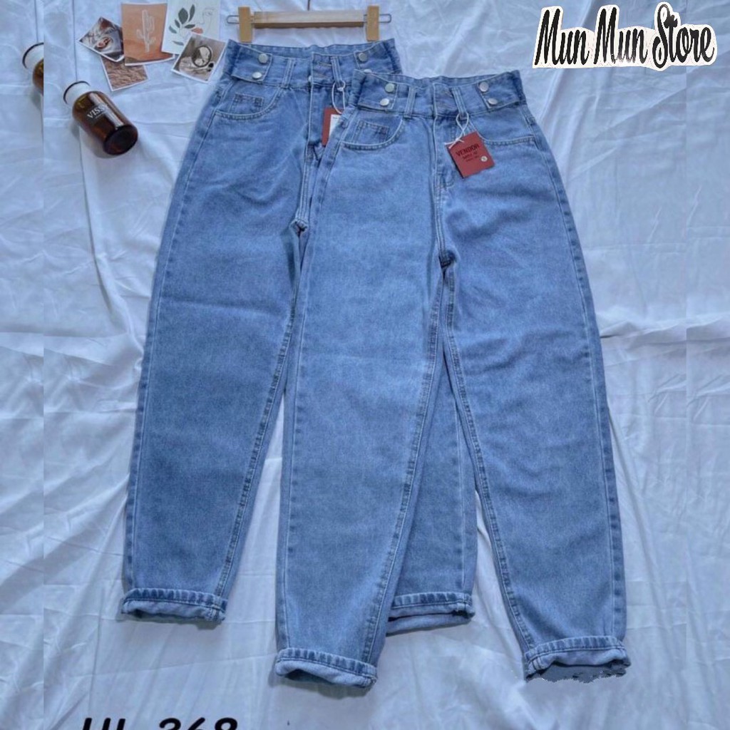 Quần Baggy Jean Nữ Ống Suông Cạp cao MunMunStore Quần Bò Baggy Tôn Dáng 101 (9529)