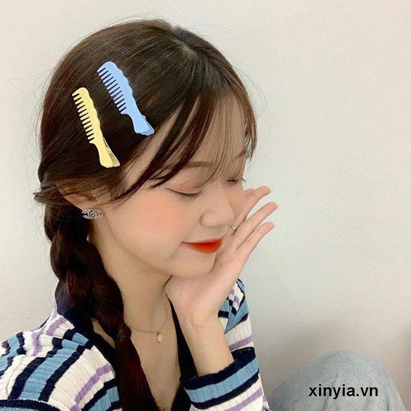 🌺Kẹp tóc hình chiếc lược màu sắc ngọt ngào dễ thương phong cách Hàn Quốc dành cho nữ
