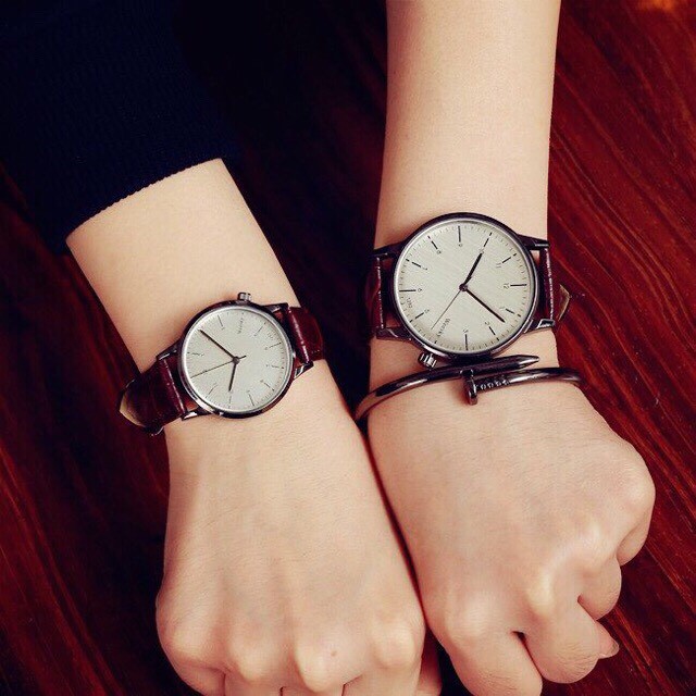 Đồng hồ cặp nam nữ Weesky dây da thời trang cặp đôi Hàn Quốc