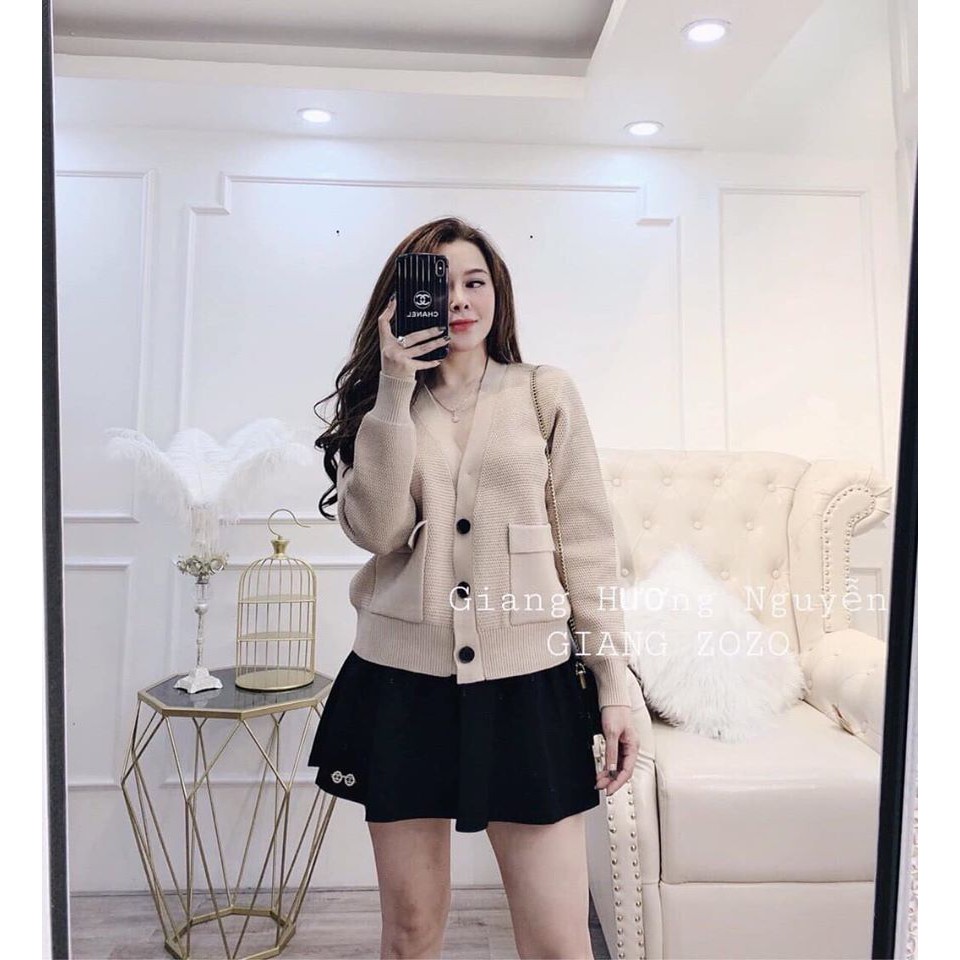 Áo khoác len cadigan dáng ngắn túi trước M293 | BigBuy360 - bigbuy360.vn