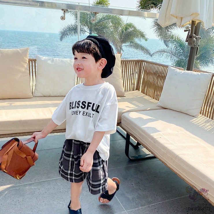 Bộ Áo Thun Ngắn Tay + Quần Ngắn Mùa Hè Cho Bé Trai