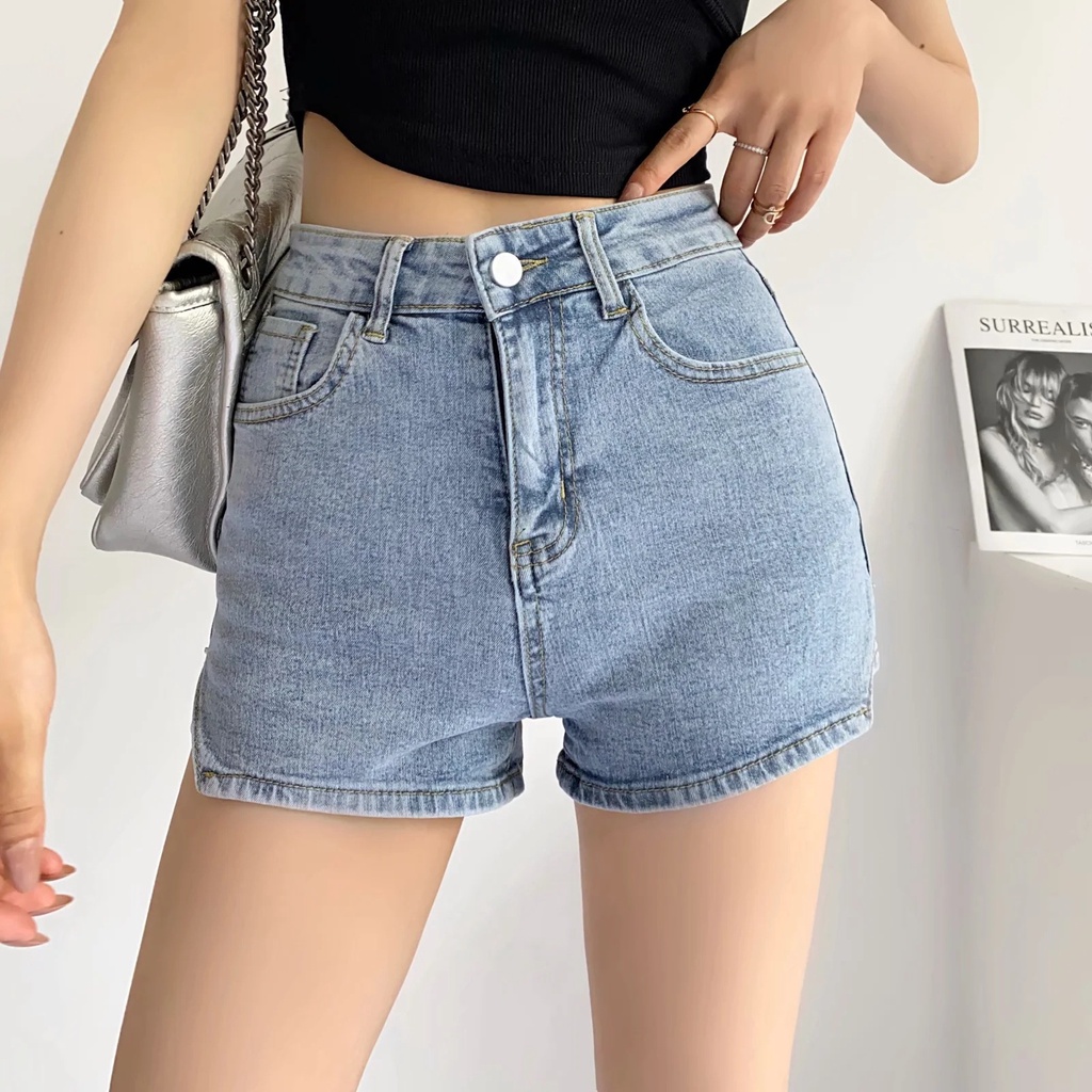 Quần Short Denim Lưng Cao Gợi Cảm Thời Trang Mùa Hè Cho Nữ