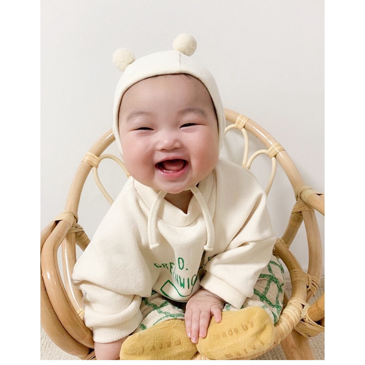 Mũ Cotton Cho Bé Sơ Sinh Cục Bông Có Dây Buộc Siêu Yêu Cho Bé