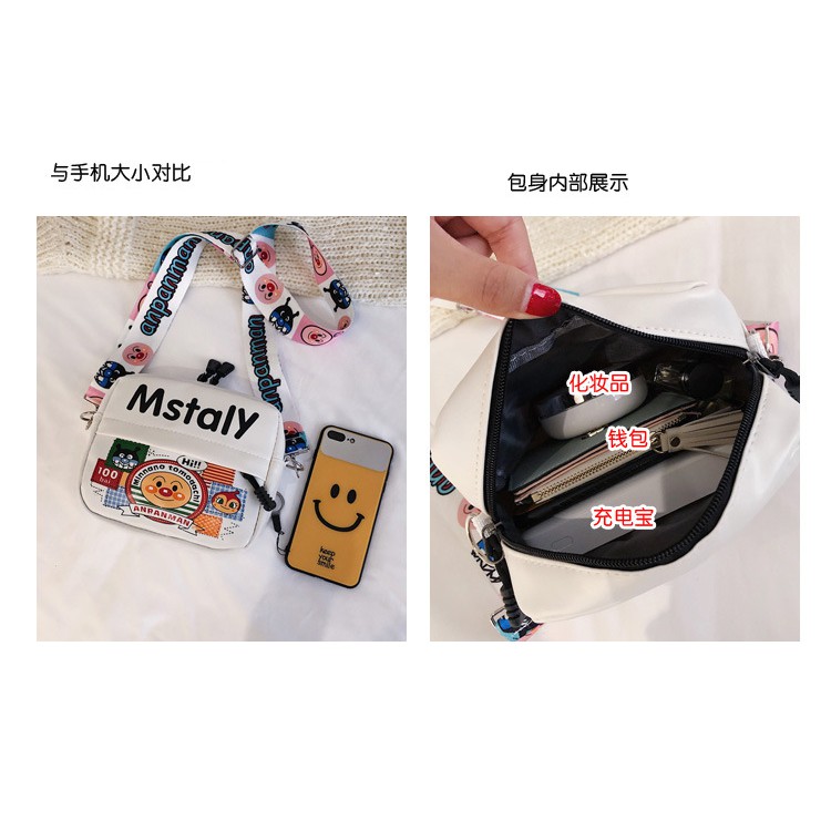 Túi Đeo Vai Dáng Vuông Họa Tiết Anpanman Graffiti Dễ Thương Phong Cách Hip Hop Thời Trang Cho Nữ
