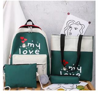 Cặp đi học nữ dễ thương 4 món