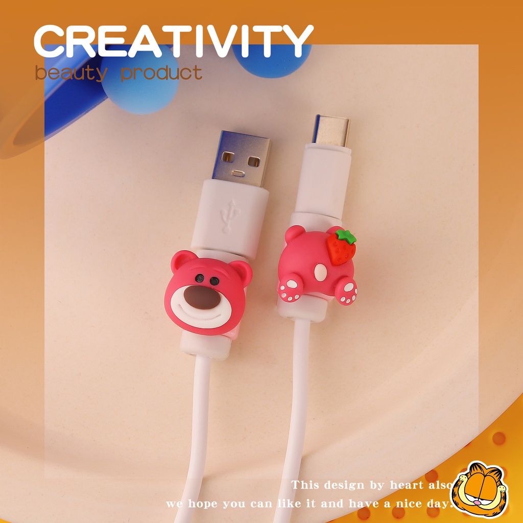 Phụ Kiện Bảo Vệ Dây Cáp Sạc Cổng usb Sang Cổng type c Kiểu Dáng Hoạt Hình Dễ Thương Cho Điện Thoại Android