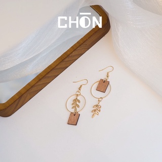 Bông tai gỗ lá vuông CHÒN ACCESSORIES CKT#0005