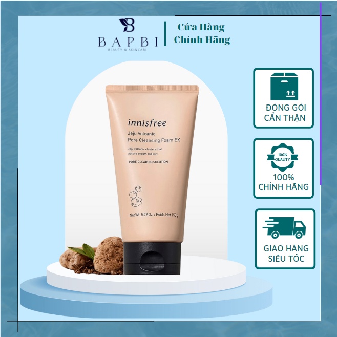 Sữa Rửa Mặt Innisfree Tro Núi Lửa Jeju Volcanic Pore Cleansing Foam Hàn Quốc 150ml