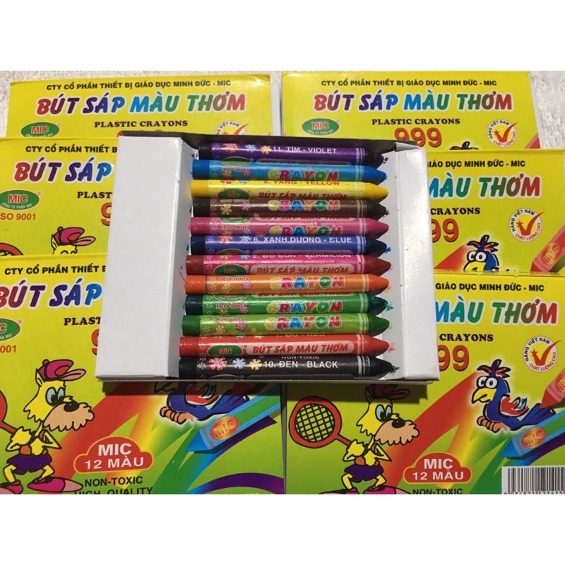 Hộp 12 Bút Sáp Tô Màu Thơm MIC 999 Chuẩn Đẹp