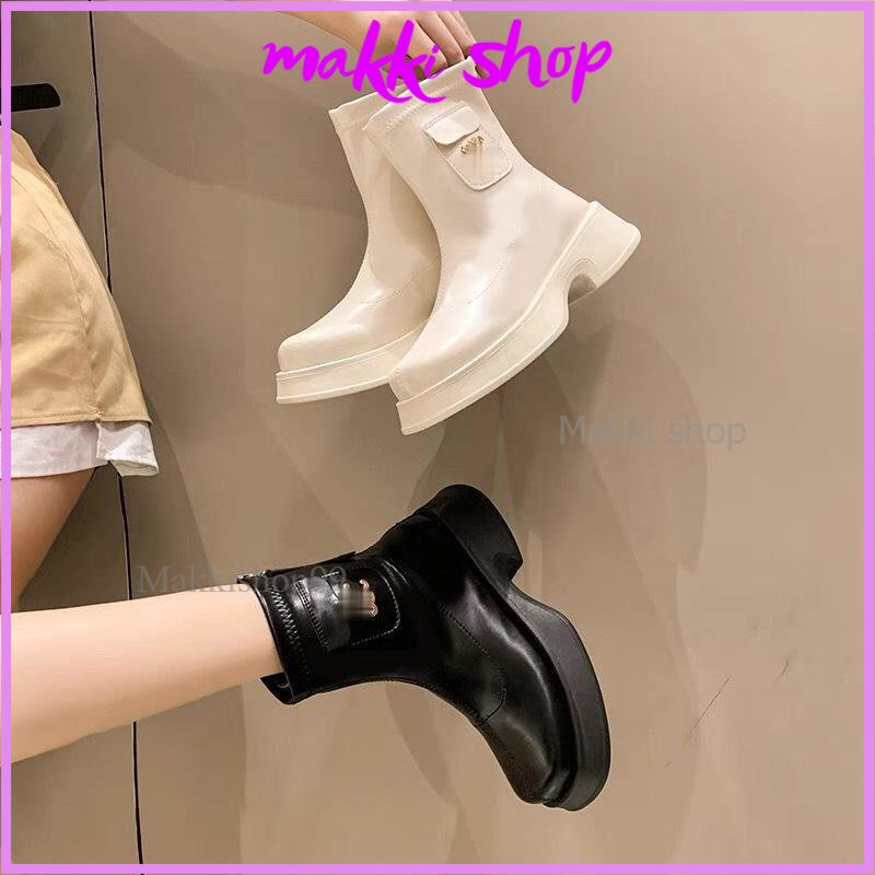 Bôt nữ cổ lửng da mờ, boot túi đế cao 5cm hottrend 2023